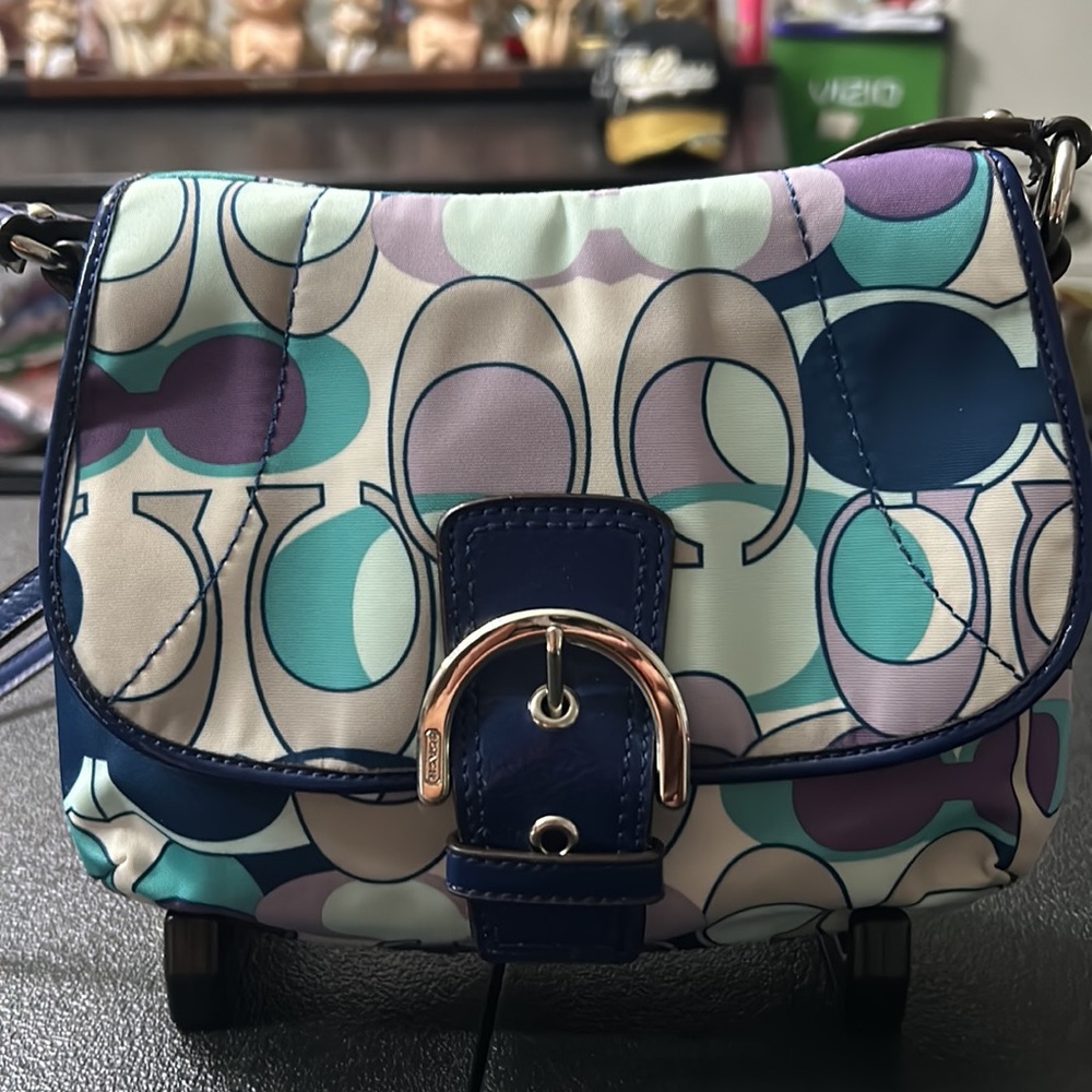 💖Coach Scarf Print Flap Signature Bag 🌺